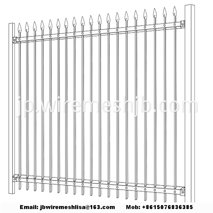 Black Zinc Steel Wrought Iron Fence